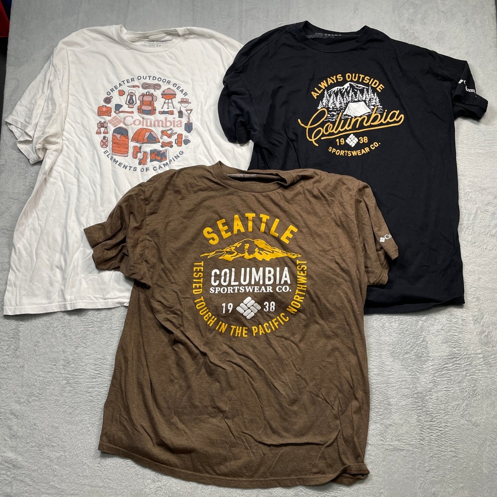 3pk Columbia Graphic T-Shirt Bundle‎ Mens XXL Multicolor Outdoor Camping Seattle